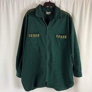Vintage Gepetto Chic Green Zip-Up Jacket with Gold Accents Retro 90’s Size: L